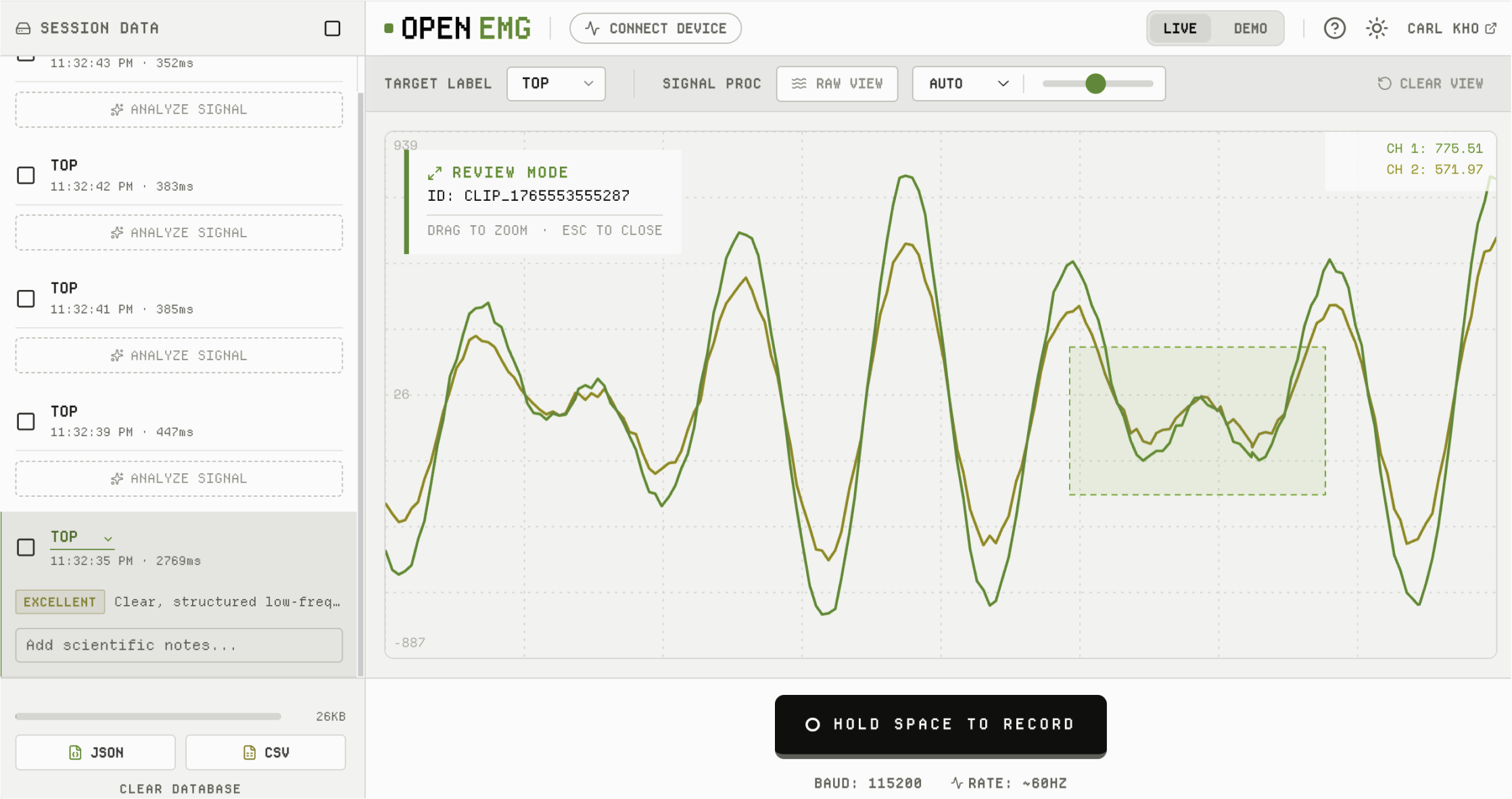 OpenEMG Data Visualization